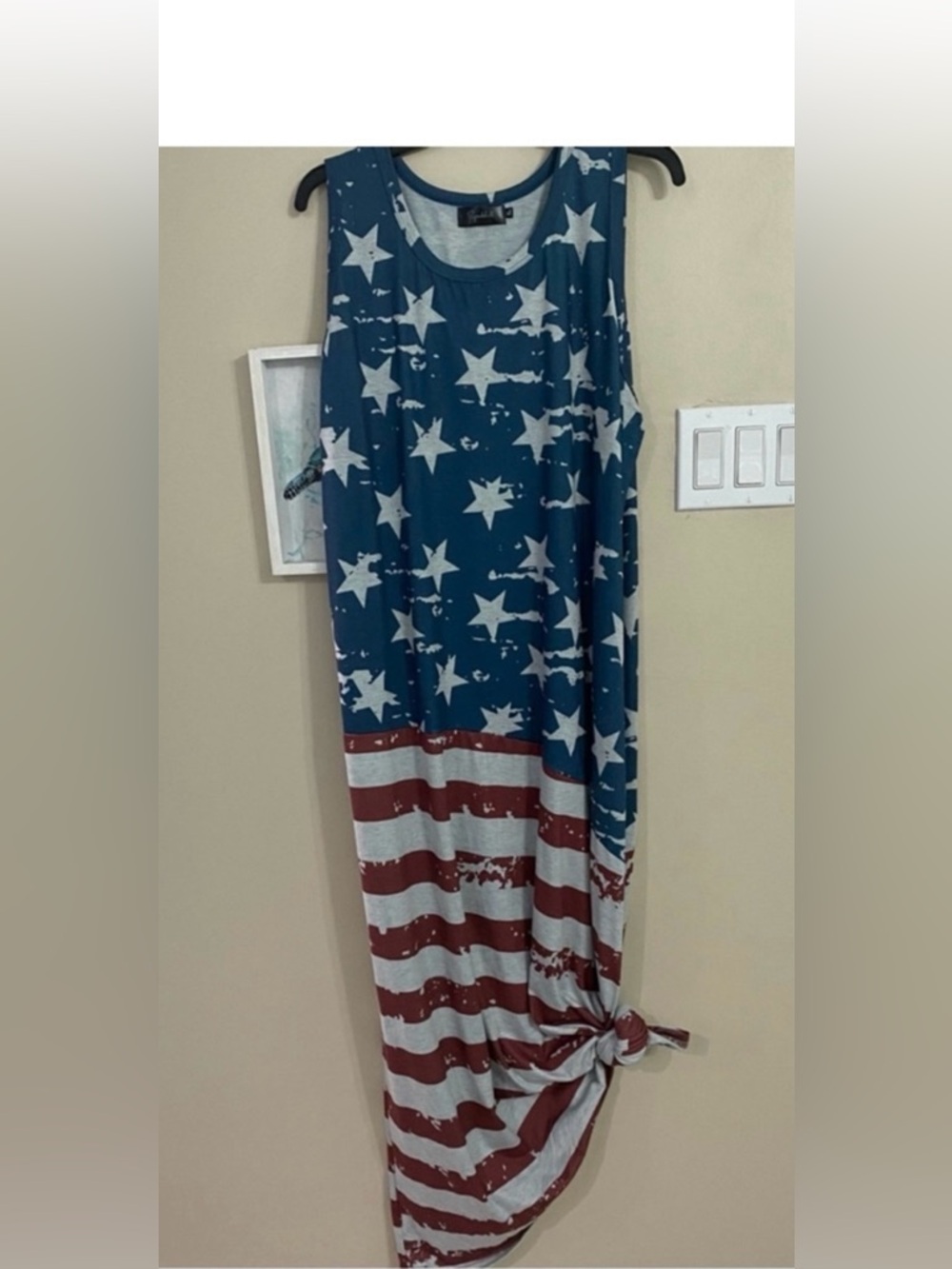Spadehill Patriotic Star & Stripe Maxi Tank Dress - Blue, White, Red